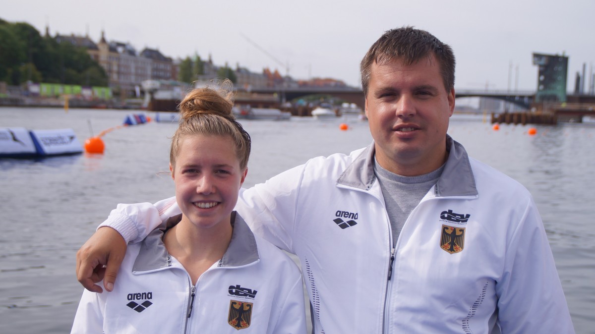 Fränzi Heinrich mit ihrem Trainer Steven Krüger. Fränzi Heinrich mit ihrem Trainer Steven Krüger.