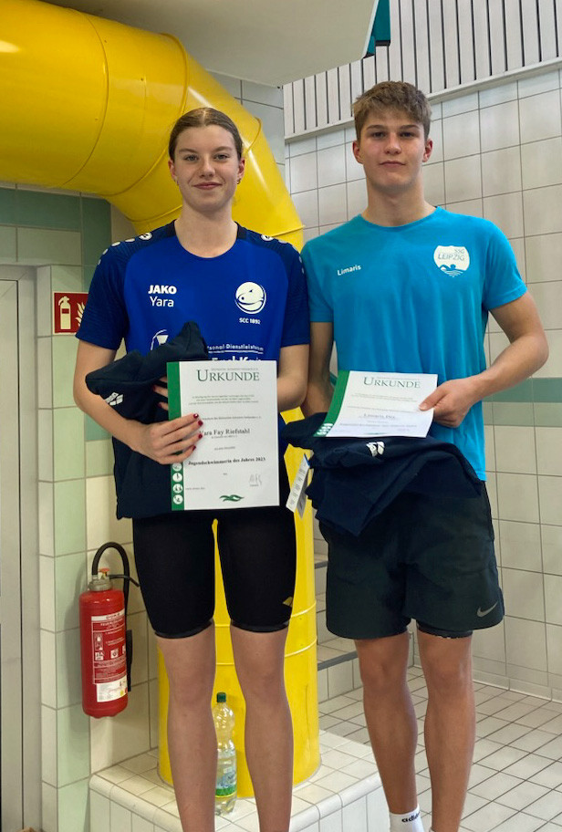 Schwimmer des Jahres: Yara Fay Riefstahl (SC Chemnitz v. 1892) und Limares Dix (SSG Leipzig)