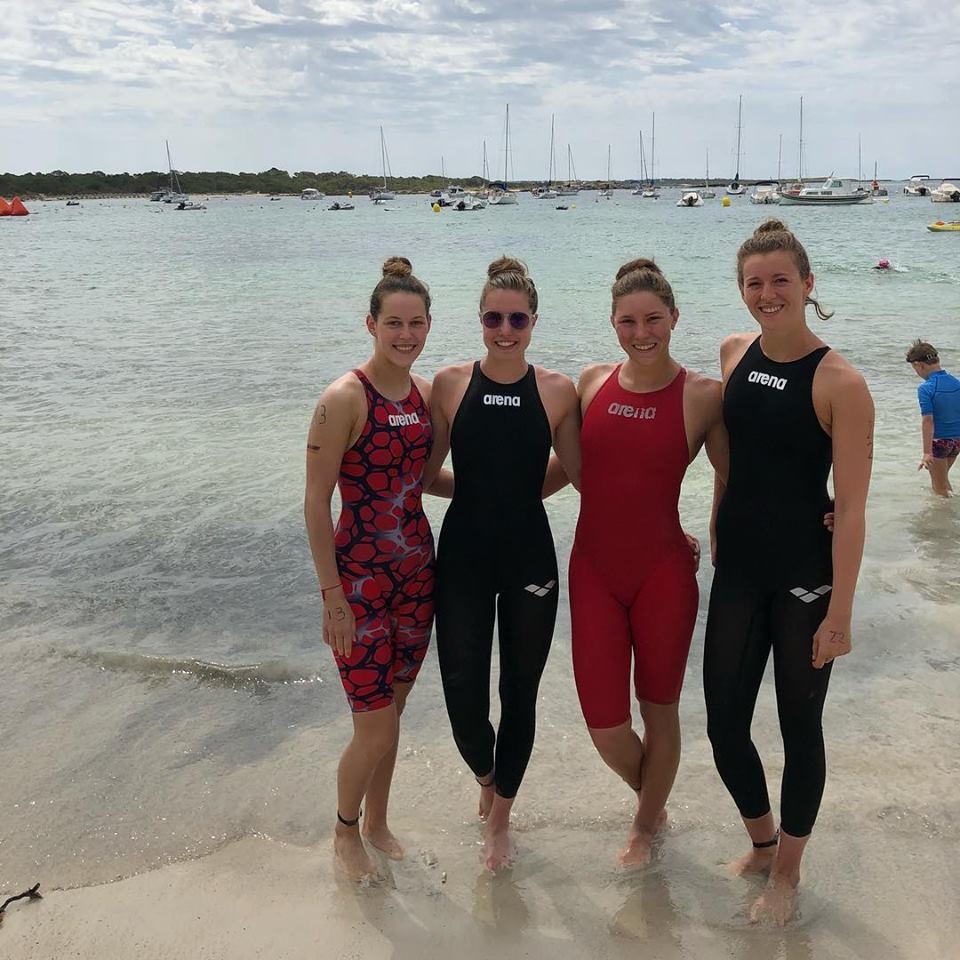 Das von Steven Krüger betreute Team in Spanien: v.l. Antonia Damisch, Fränzi Heinrich, Leonie Bergner, Luisa Roderweis. (c)Foto:Krüger